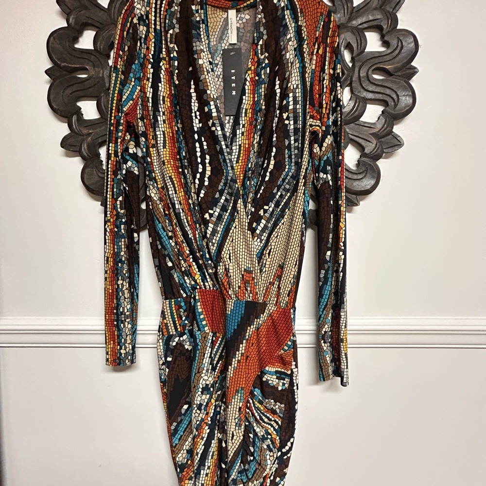 NWT Vintage S-Twelve Multicolor Long Sleeve Dress